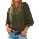 thumbnail image 2 of Suéter de Cuello Redondo con Botones para Mujer, Larga, Estilo Henley, Ideal para Otoño. Camisetas Tipo Jersey de Punto Suelto y Moderno. Verde S, 2 of 7
