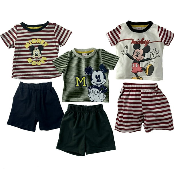 Kit 3 Conjuntos Playera y Shorts Disney Mickey Mouse Talla 3 años Disney Shorts y Bermudas para Niños