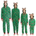 thumbnail image 1 of 2023 Cartoon Cute Elk Ear Print Christmas Matching Outfits Parent-child Zipper Hooded Jumpsuit Rompers Xmas Family Look Outfits, 1 of 4