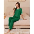 thumbnail image 5 of EKOUAER Cotton Pajamas Sets for Women Soft Contrast Piping Lounge Set 2 Piece Short Sleeve Pj Set with Pockets, 5 of 6