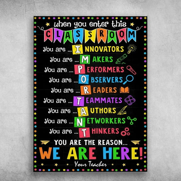 Back To School - When You Enter This Classroom, You Are Innovators, You Are Makers, You Are Performers 11 x 17 Inch Poster