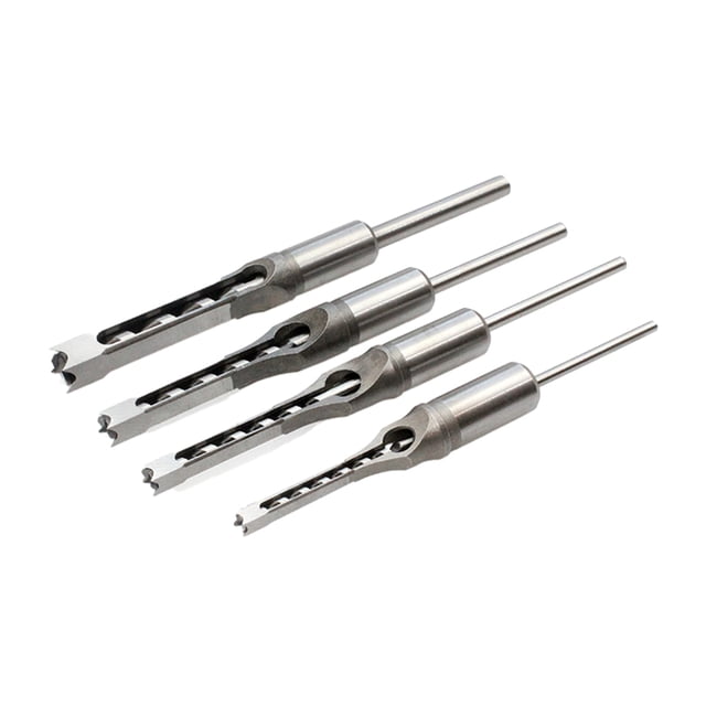 Riwesomey Taladro para agujeros cuadrado portátil de 4 piezas, artesanía exquisita y brocas resistentes a impactos para carpintería Herramientas eléctricas