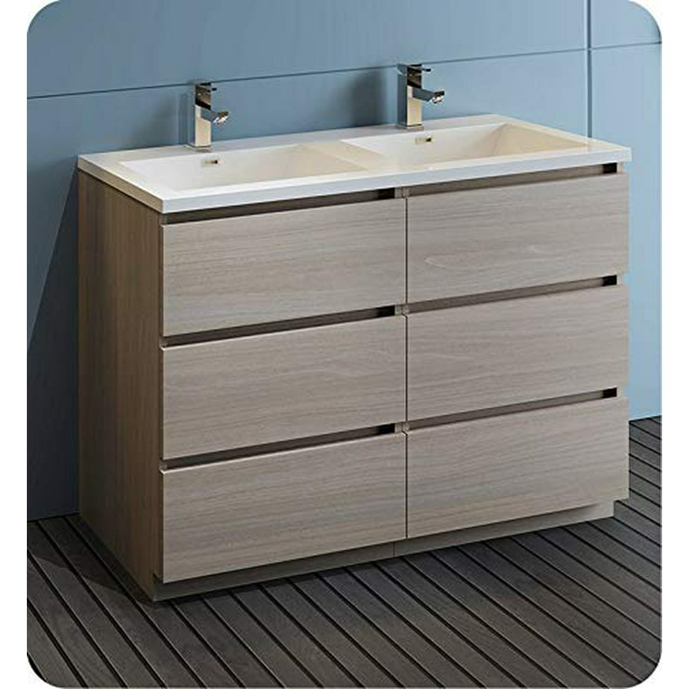 Fresca Lazzaro 48" Gray Wood Free Standing Modern Bathroom Cabinet w