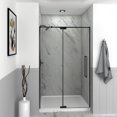 thumbnail image 3 of Transolid Ipd487610c-J 76" High X 48" Wide Pivot Semi Frameless Shower Door - Black, 3 of 4