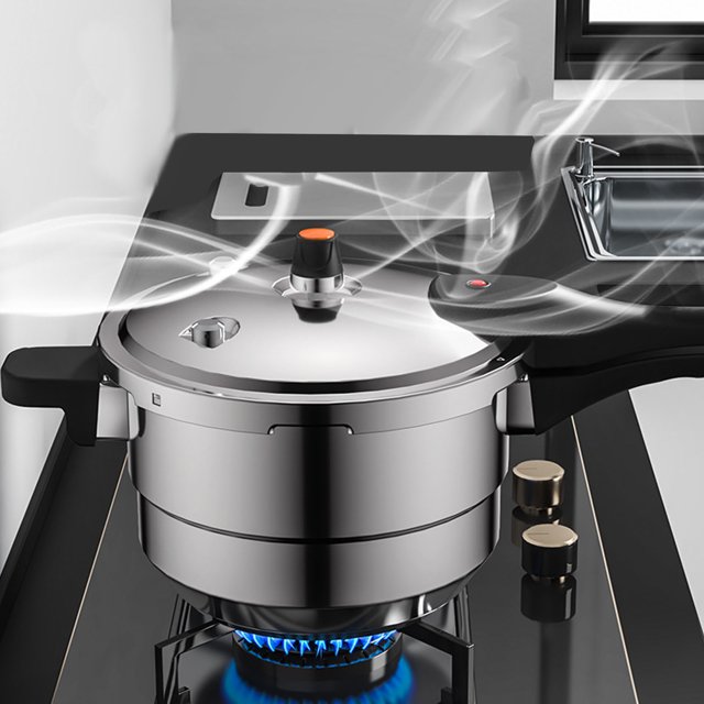 Autoclave, Marmite à Pression Multifonctionnelle en Acier Inoxydable et Aluminium Poli avec Grille de Cuisson à la Vapeur pour Induction au Gaz Électrique