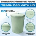 thumbnail image 2 of Plexon 20 Gallon Metal Trash Can with Lid Outdoor Large Garbage Can Decorative Trash Can Heavy Duty Powder Coated Metal Bucket with Lid for Garage Workshop Storage Farmhouse, Green, 2 of 9