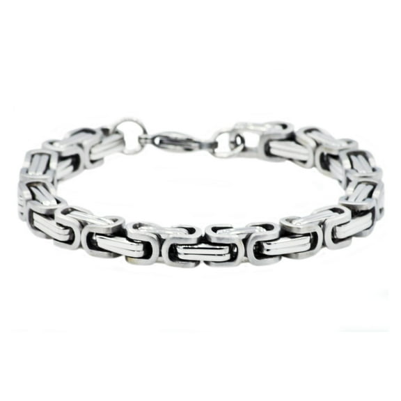 Mens Stainless Steel Byzantine Link Chain Bracelet