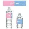 Distinctivs Pink and Blue Classic Baby Gender Reveal Water Bottle Labels, 24 Stickers