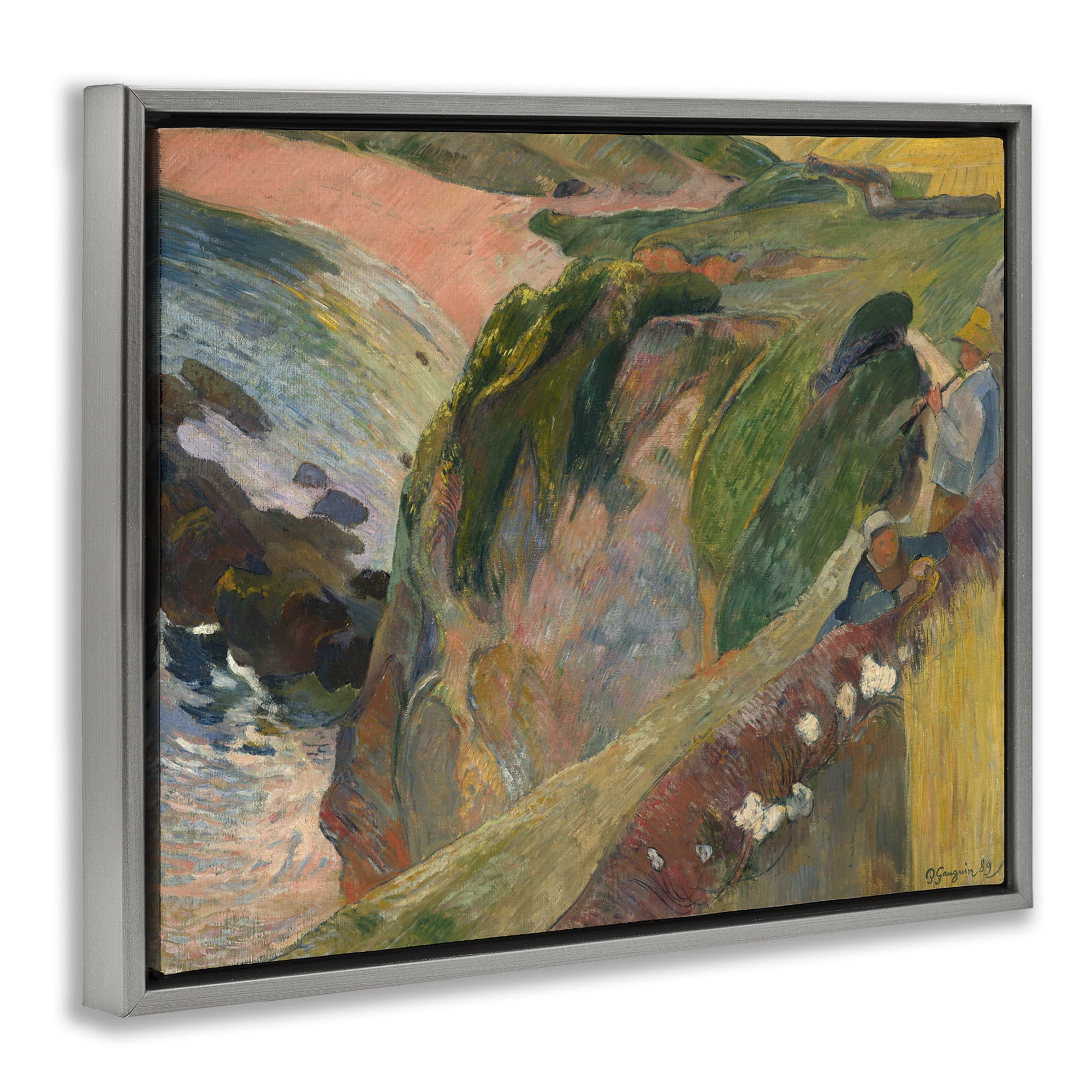 Stupell Industries Classic Gauguin Above The Sea Abstract Painting Gray Floater Framed Canvas Art Print Wall Art, 21 x 17