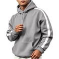 thumbnail image 5 of happyYEE Hoodie for Men Stripe Print Long Sleeve Hooded Sweatshirt Loose Fashion Drawstring Pullover Tops with Pockets, 5 of 6