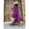 thumbnail image 5 of Beach Casual Floral Long Dress For Women Summer V Neck Short Sleeve Ethnic Style Sundress, 5 of 5