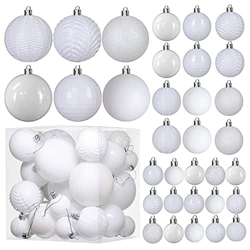 Prextex White Christmas Ball Ornaments for Christams Decorations 36