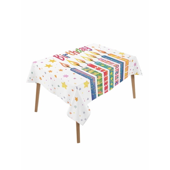 Happy Birthday Table Cloth, Colorful Star Funny Celebration Waterproof Tablecloth for Rectangle Tables, Reusable Washable Fabric Table Cover for Restaurant Kitchen Dining Tables 60"x102"