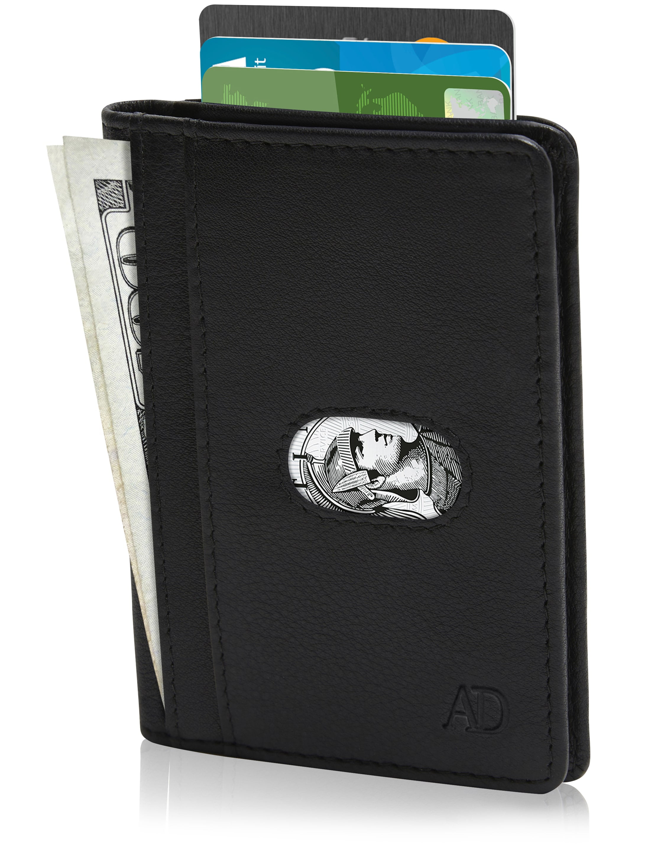 Slim Bifold Wallets For Men Minimalist Leather Front Pocket RFID Card Holder Travel Thin
