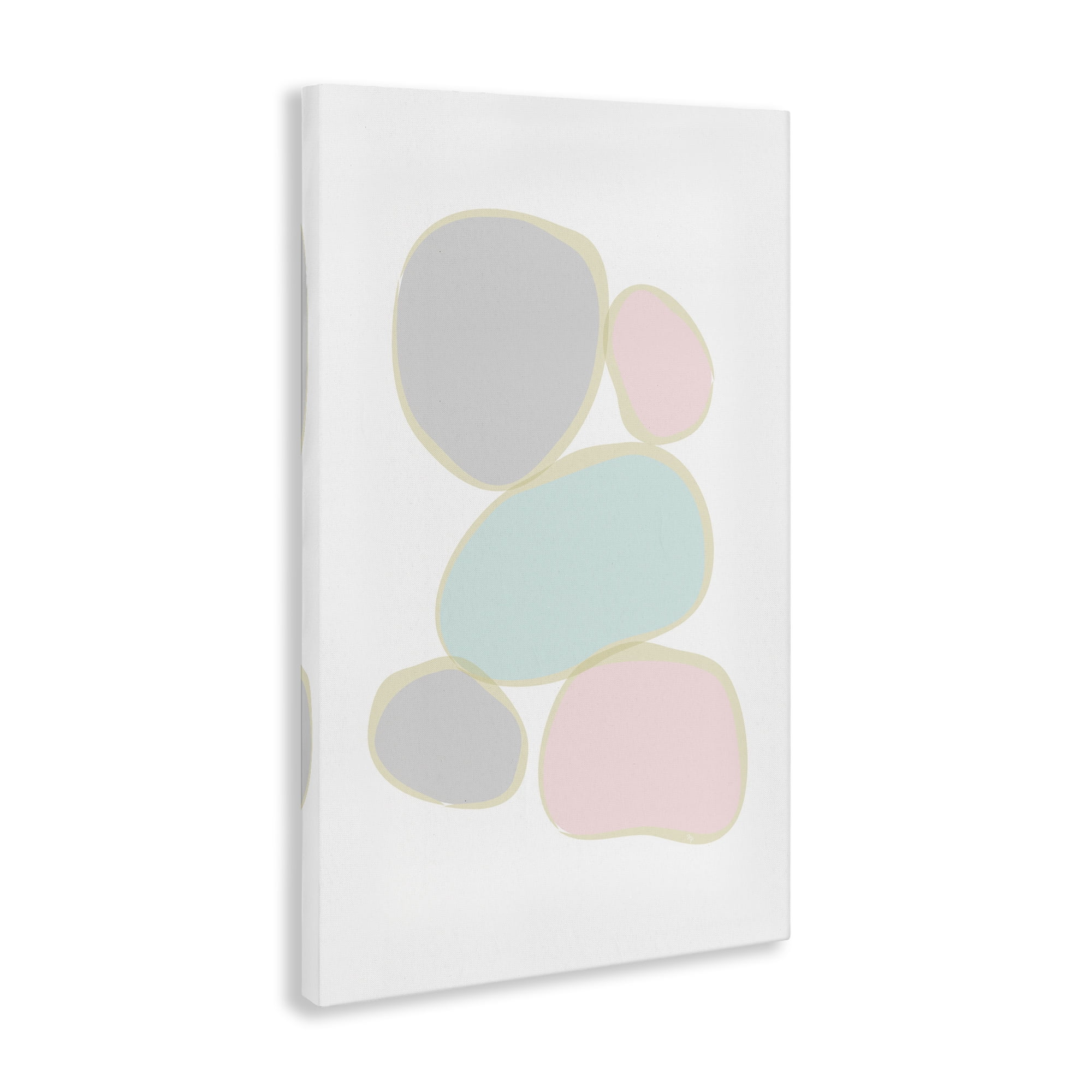 Stupell Industries Minimal Pastel Pebbles Abstract Painting Gallery Wrapped Canvas Art Print Wall Art, 16 x 24