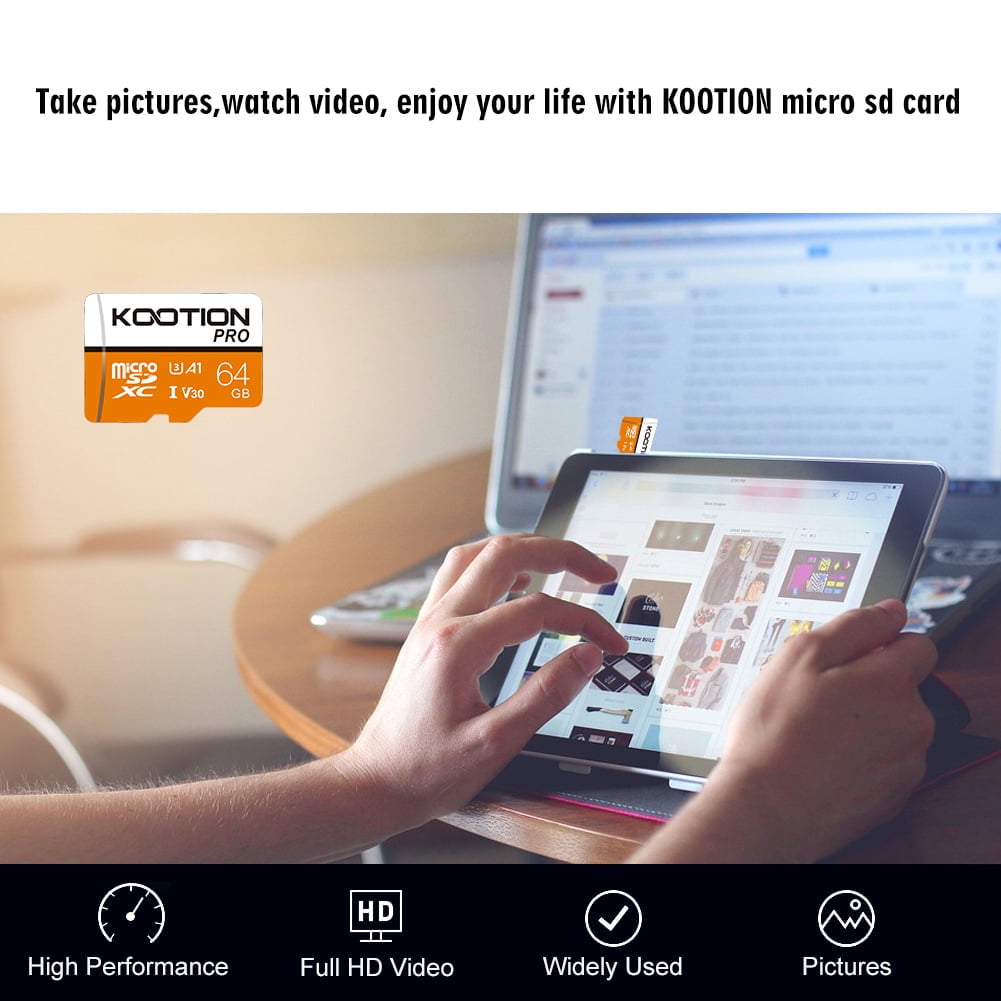 KOOTION 64 GB Micro SD Card 5 Pack MicroSD Card U3 A30 TF Card High Speed Full HD 4K Memory Card for Security Camera Phone Table