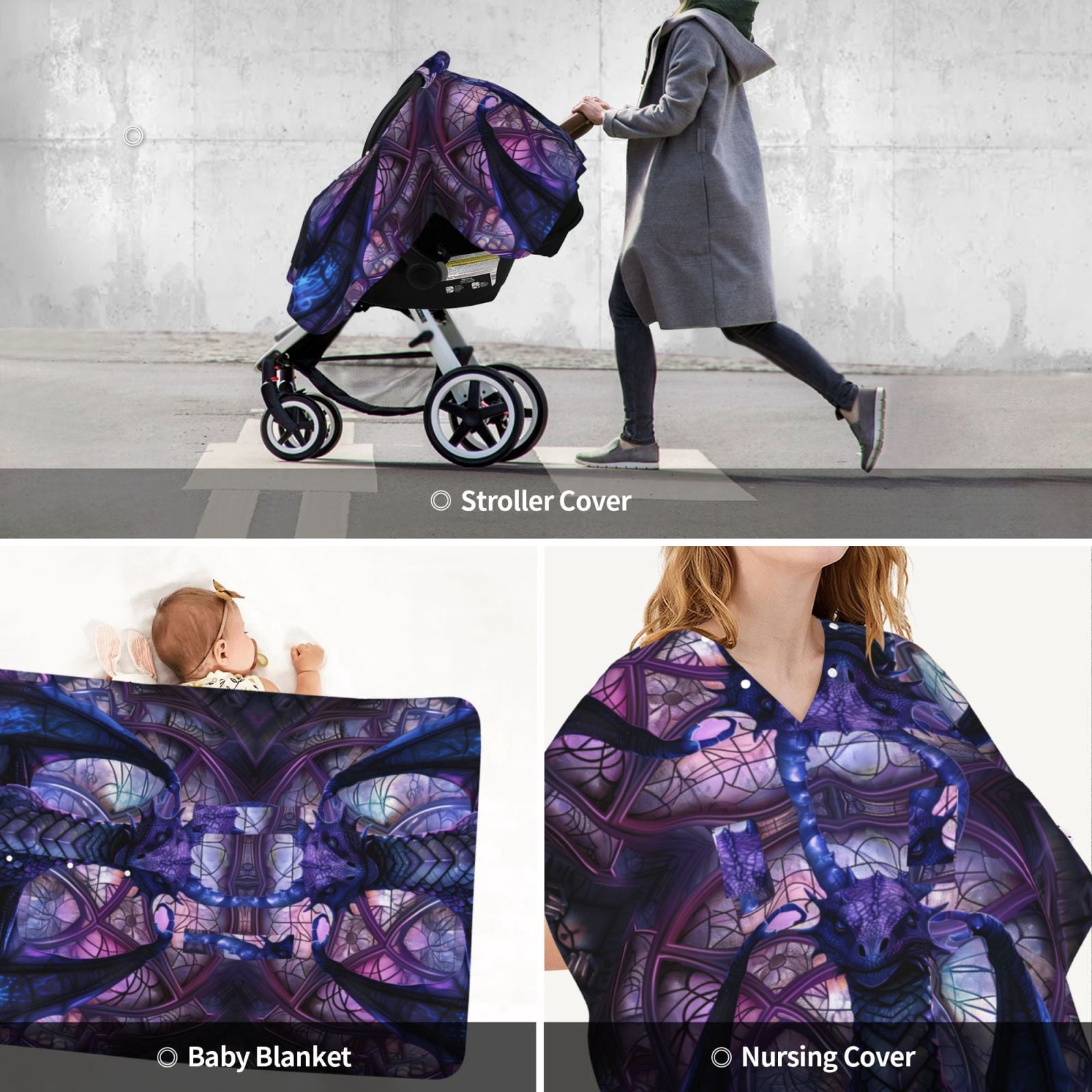 Car Seat Cover Baby - Fantasy Dragon In Cathedral Breathable Infant Car Seat Cover for Baby Carseat, Lightweight Comfort Baby Essentials Must Haves Newborn Stuff for Girl Boy