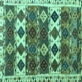thumbnail image 1 of Ahgly Company Indoor Square Oriental Turquoise Blue Modern Area Rugs, 7' Square, 1 of 4
