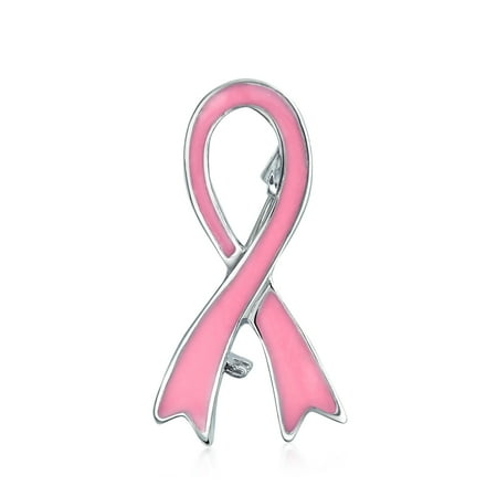 Silverplate Pink Enamel - Pink Ribbon Breast Cancer Survivor Pink Enamel Brooch Pin For Women Enamel Silver Plated