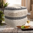 thumbnail image 3 of Pasargad Home PPF-623 Pasargad Home Grandcanyon Cubic Design Cotton Pouf, Ivory/Black, 3 of 7