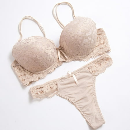 

opvise 2 Pcs/Set Underwear Set High Stretch Comfortable to Wear Solid Color Removable Shoulder Strap Rear Double Row Buckle Decorate Large Size Women Sexy Lace Bra And Panty Set White XL