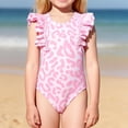 thumbnail image 3 of Otqutp Girls One Piece Swimsuit Rainbow Gradient Heart Print Ruffle Sleeveless Bathing Suit Summer Slim Fit Beach Surf Swimwear, 3 of 6