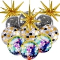 thumbnail image 1 of de decoración de fiesta de discoteca temática de los años 70, 80 y 90, globos de bola de discoteca, globos de papel de aluminio con estrella de explosión dorada enorme para cumpleaños ShuxiuWang 1327537082941, 1 of 5