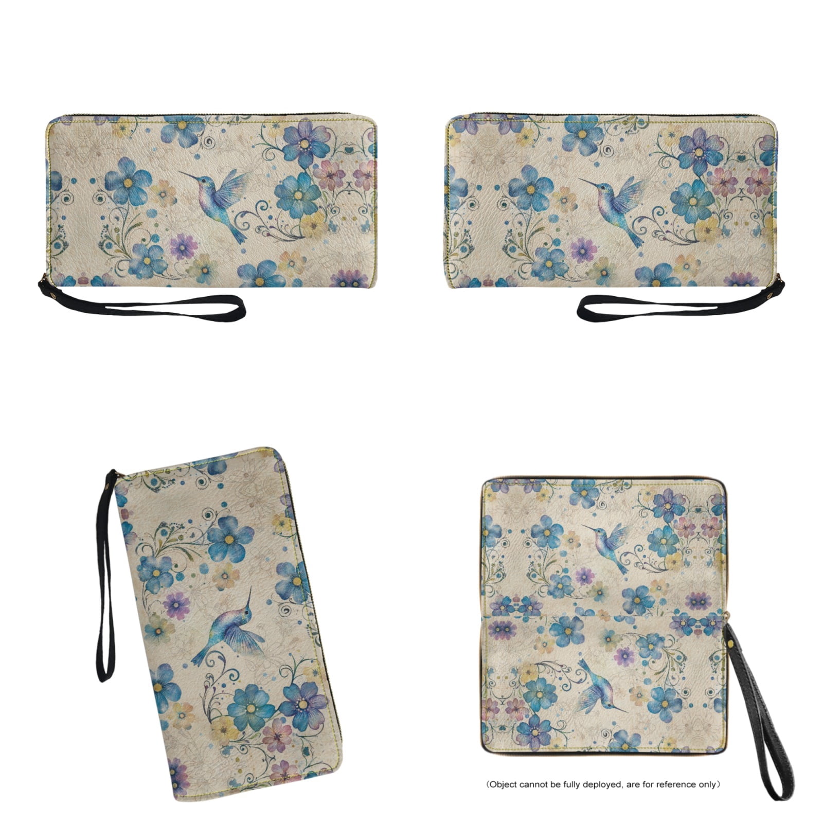 ZUXONGSY Abstract Hummingbird Floral Print Purse and Wallet Set of 2 for Women Portable Satchel Handbags Large Capacity Shoulder Bag Work Bag Money Organizers for Outings Shopping