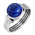 thumbnail image 1 of 925 Sterling Silver Ring For Women - Girls Blue Natural Lapis Lazuli Gemstone Silver Ring Size 7 September Birthstone Silver Ring Size 7 Christmas - Gift For Mother Gemstone 925 Silver Jewelry, 1 of 6