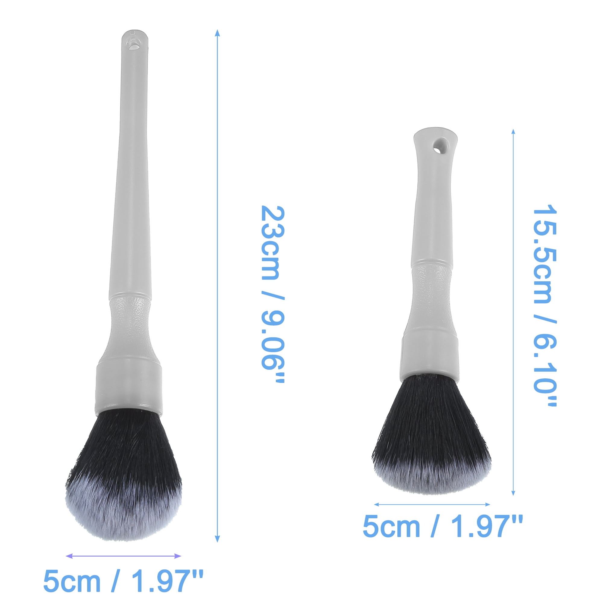 Unique Bargains 2pcs Car Detailing Brush Set Ultra Soft Synthetic PBT Brush Gray