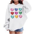 thumbnail image 2 of Girls Graphic Hoodie | White Oversized Pullover with Colorful Hearts Print | Lightweight Casual Sweatshirt for Kids & Youth 4-14 Years,Size 3 T, 2 of 8