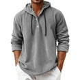 thumbnail image 3 of Corduroy Hoodies for Men 2026 Fall Winter Long Sleeve Casual Plain Loose Hooded Sweatshirt Mens Pullover Top, 3 of 5