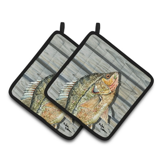 Carolines Treasures 8498PTHD Croppie Fish on Pier Pair of Pot Holders, 7.5HX7.5W, multicolor