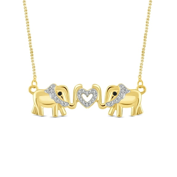JewelersClub Black And White Diamond Accent 14kt Gold-Plated Elephant Pendant, 18"