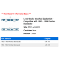thumbnail image 2 of Lower Intake Manifold Gasket Set - Compatible with 1961 - 1964 Pontiac Bonneville 1962 1963, 2 of 2
