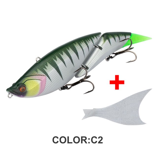 19cm 55g flotante 2 juntas Swimbait con colas suaves accesorios de pesca azul