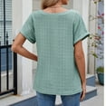 thumbnail image 3 of Htigea Womens Tops Summer Casual Crew Neck Short Ruffle Sleeve T Shirts Loose Fit Eyelet Hollow Out Blouse Sale Green,XL, 3 of 5