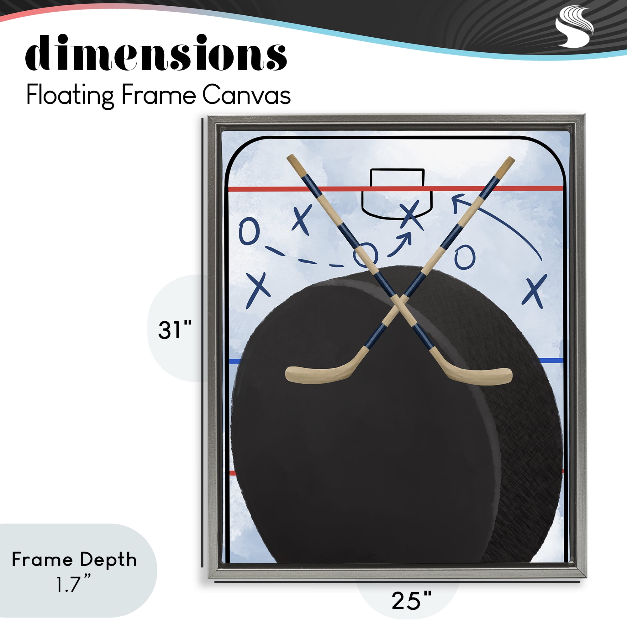 Stupell Industries Hockey Rink Tactics Gray Framed Floater Canvas Wall Art, design by Jennifer Stith