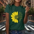 thumbnail image 5 of ICHUANYI Women's Graphic T Shirt Boho Floral Print Blouses Casual Crew Neck Short Sleeve Basic Tee Tops Fashionable Printed T-shirt With Round Neck And Short Sleeved Top, 5 of 6