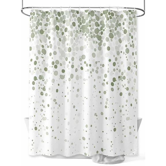 Fsddascl Sage Green Polka Dot Shower Curtain Set - 36" x 78" Washable Bathtub Curtain with 12 Hooks, Abstract Modern Art Dots Watercolor Waterproof Fabric Stall Shower Curtains for Bathroom/Bathtub