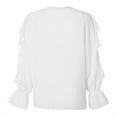 thumbnail image 5 of DuoJiaJ Solid Color Ruffles V Neck Blouse Elegant Puff Sleeve Shirts For Women Women’s T-Shirts White, 5 of 5