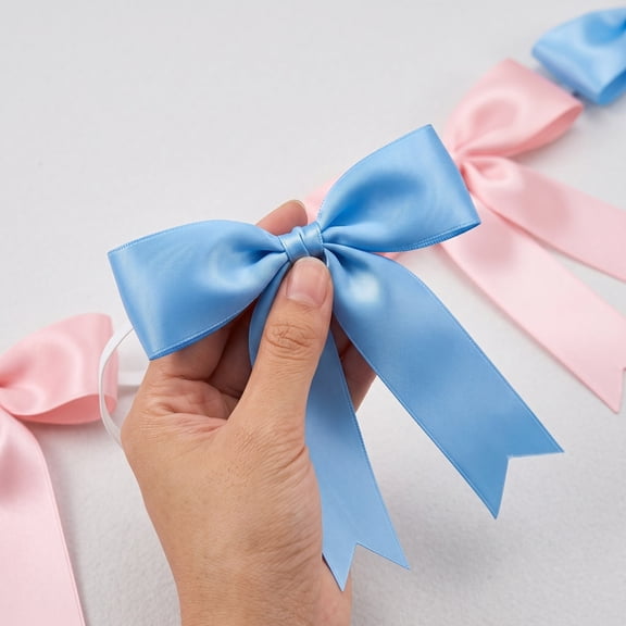 AUNVITO Bow Wreath Banner Garland with 8 Bows for Birthday Party Bridal Shower Wedding Bridal Decor and Celebration Backdrop Hanging Decoration