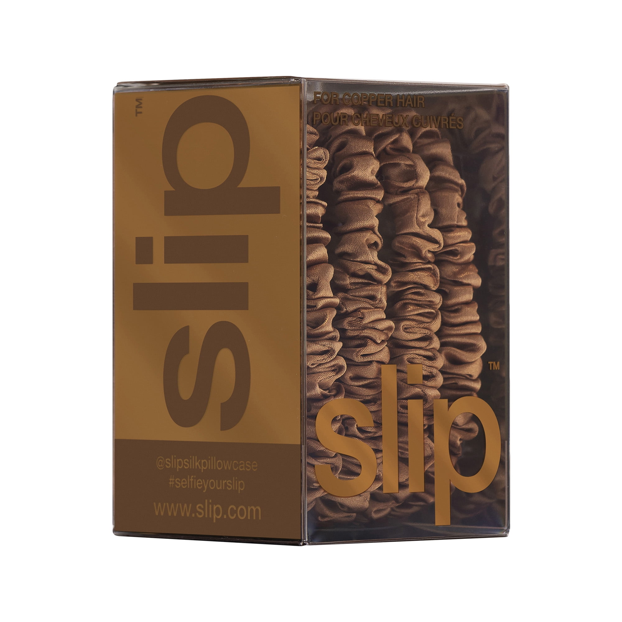 slip pure silk back to basics skinny scrunchies - copper