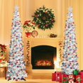 thumbnail image 2 of Árbol de Navidad SINTENILL de 6 pies con 100 luces LED, oropel plateado, 2 of 9