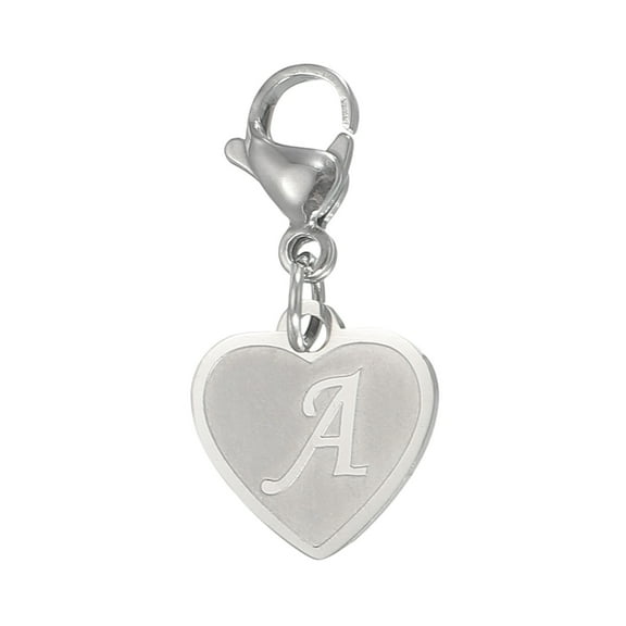 Uxcell Initial Letter KeyChain, Stainless Steel Letter A-Z Charm Keychain Cute Metal Heart Letter A