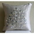 thumbnail image 4 of Cushion Covers For Couch, 22x22 inch (55x55 cm) Throw Pillow Cover, Silver Beige Pillow Cover, Mother Of Pearls Tree Pillow Cover, Art Silk Square Pillow Cover, Floral - Silver Leaf, 4 of 4