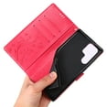 thumbnail image 5 of Cute Butterfly Phone Case for Samsung Galaxy S24 Ultra (2024) - Lightweight Faux Leather/TPU Folio Wallet Case with View Stand / Card Slots Features, Protective Portable Cover Shell, Red, 5 of 7