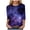 Dark Purple, variant on Womens Spring Summer Tops Galaxy Print Starry Sky 3/4 Sleeve Crew Neck Loose Fit Casual Blouses