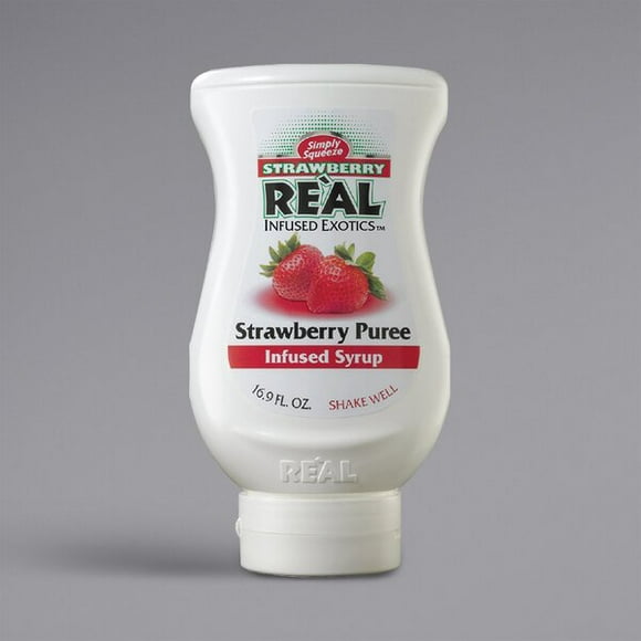 Real 16.9 fl. oz. Strawberry Puree Infused Syrup