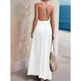 thumbnail image 6 of Women's Sleeveless Pockets Maxi Strappy Neck Flowy Loose Long Sundress Dress for Casual Beach White L, 6 of 7
